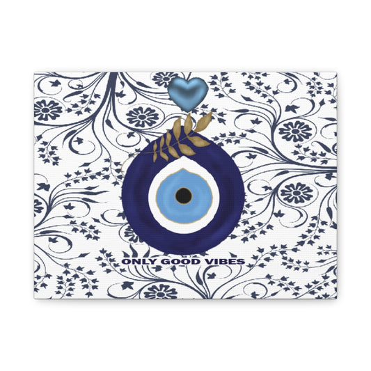 Μάτι “Only Good Vibes” – Διακοσμητικός Πίνακας Καμβά | Boho Wall Art με Θετική Ενέργεια