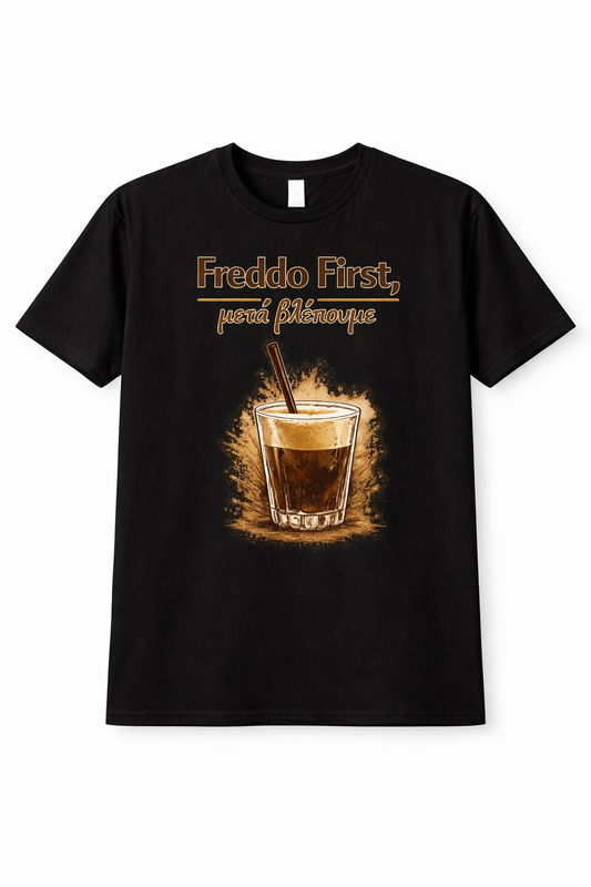 Unisex T-Shirt “Freddo First, μετά βλέπουμε” – 100% Βαμβάκι | GiftNest