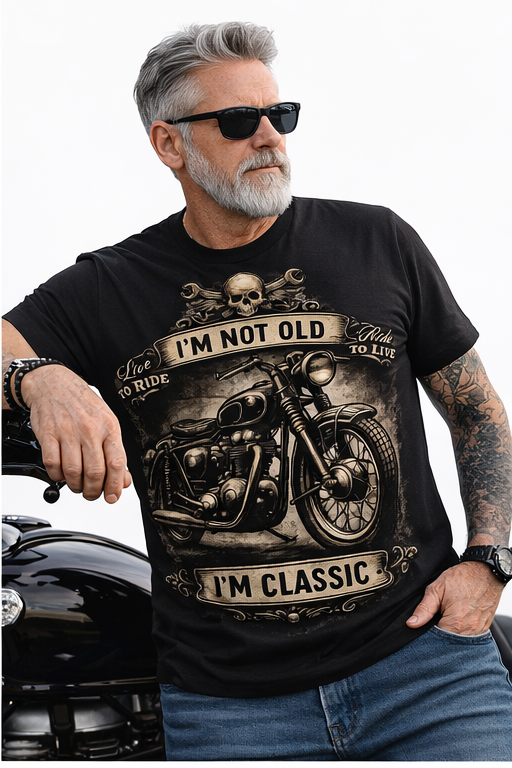 Ανδρικό T-Shirt “I’m Not Old, I’m Classic” – Vintage Μηχανή | GiftNest