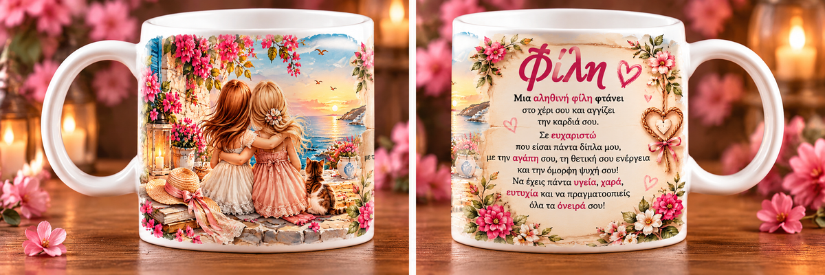 Κούπα για Φίλη 11oz – «Μια Αληθινή Φίλη Αγγίζει την Καρδιά σου» | GiftNest