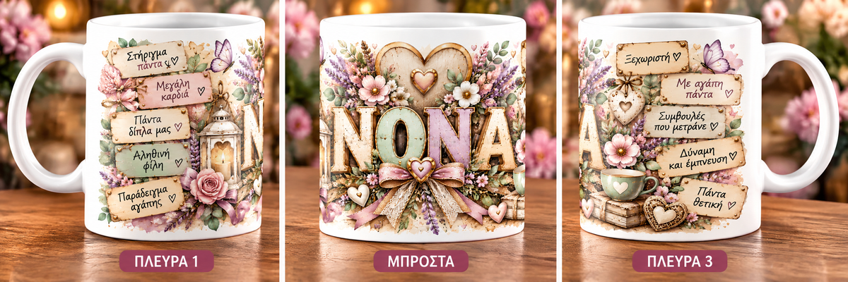 Κούπα για Νονά 11oz – «ΝΟΝΑ» με Όμορφα Μηνύματα Αγάπης | GiftNest