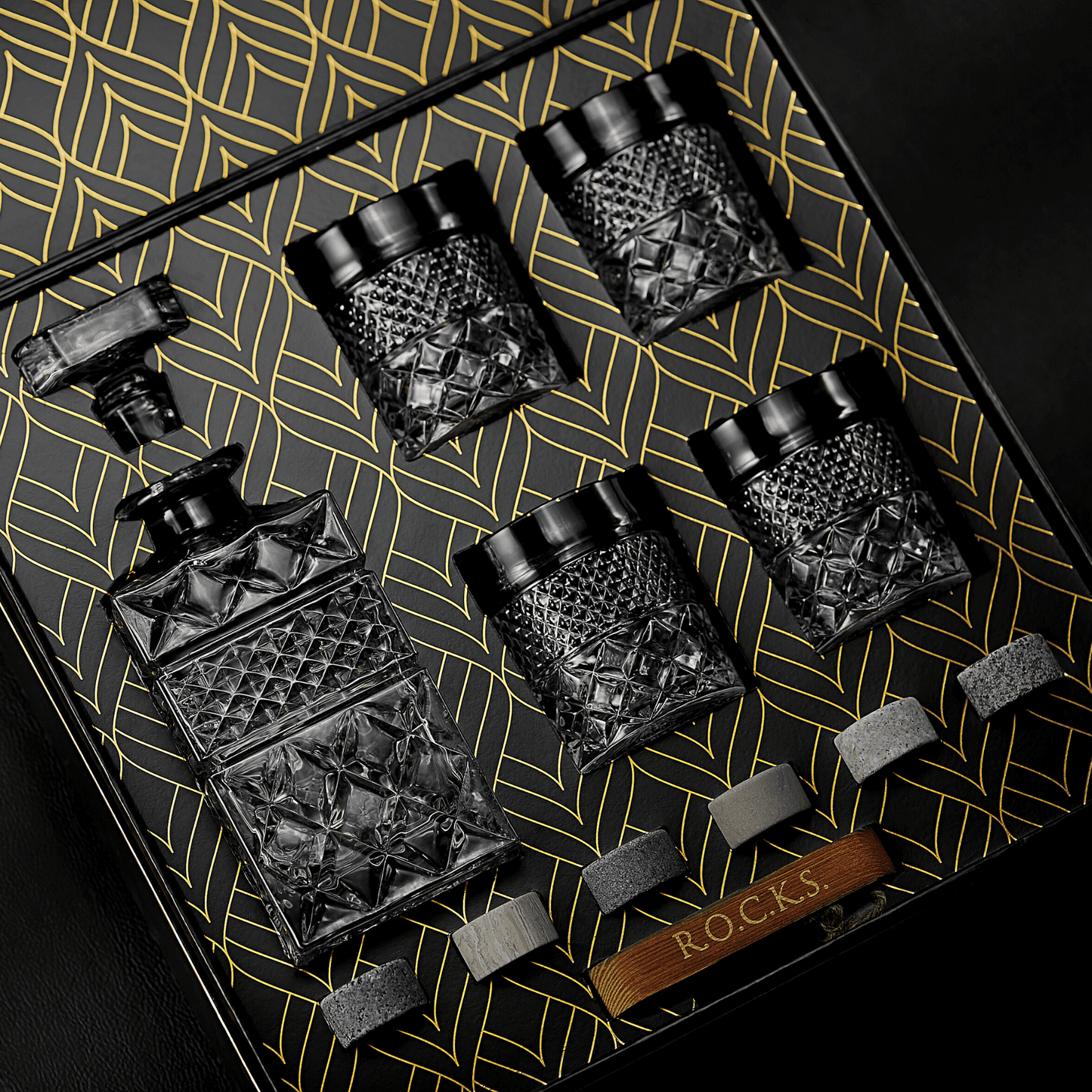 Σετ Δώρου Καράφας & Ποτηριών Ουίσκι – Whiskey Decanter Gift Set με Πέτρες Ψύξης