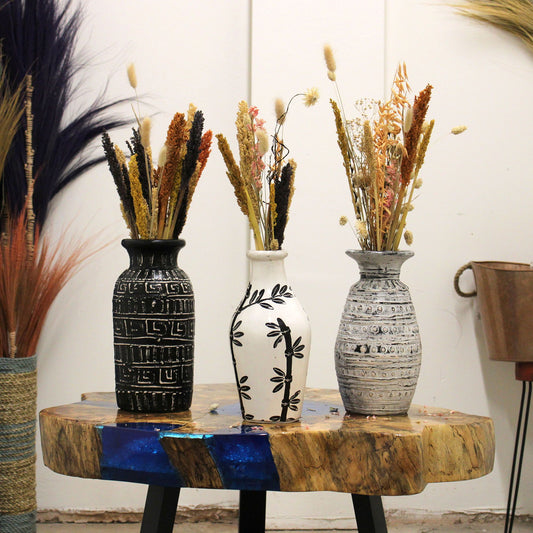 Βάζο Τερακότας - Bamboo Motif Straight Vase - Natural