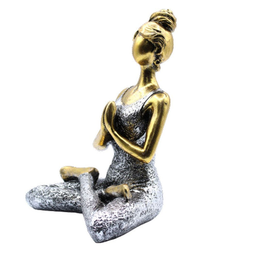 Yoga Lady Figure - Χρυσό & Ασιμή 24cm