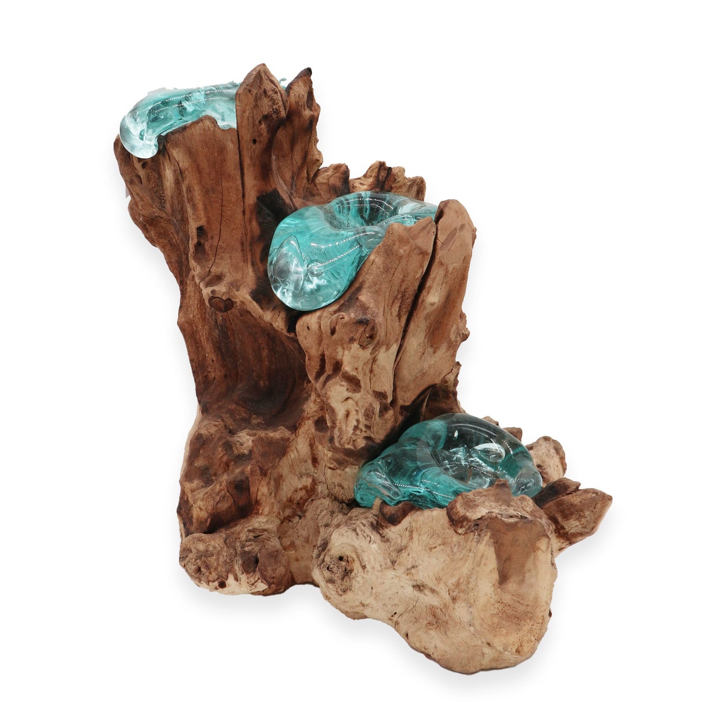 Κηροπήγιο Τριπλό Κορμός Molton Glass on Wood