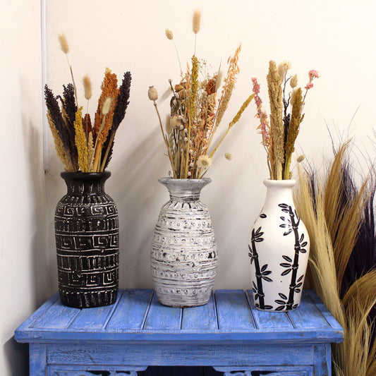 Βάζο Τερακότας - Bamboo Motif Shaped - Natural