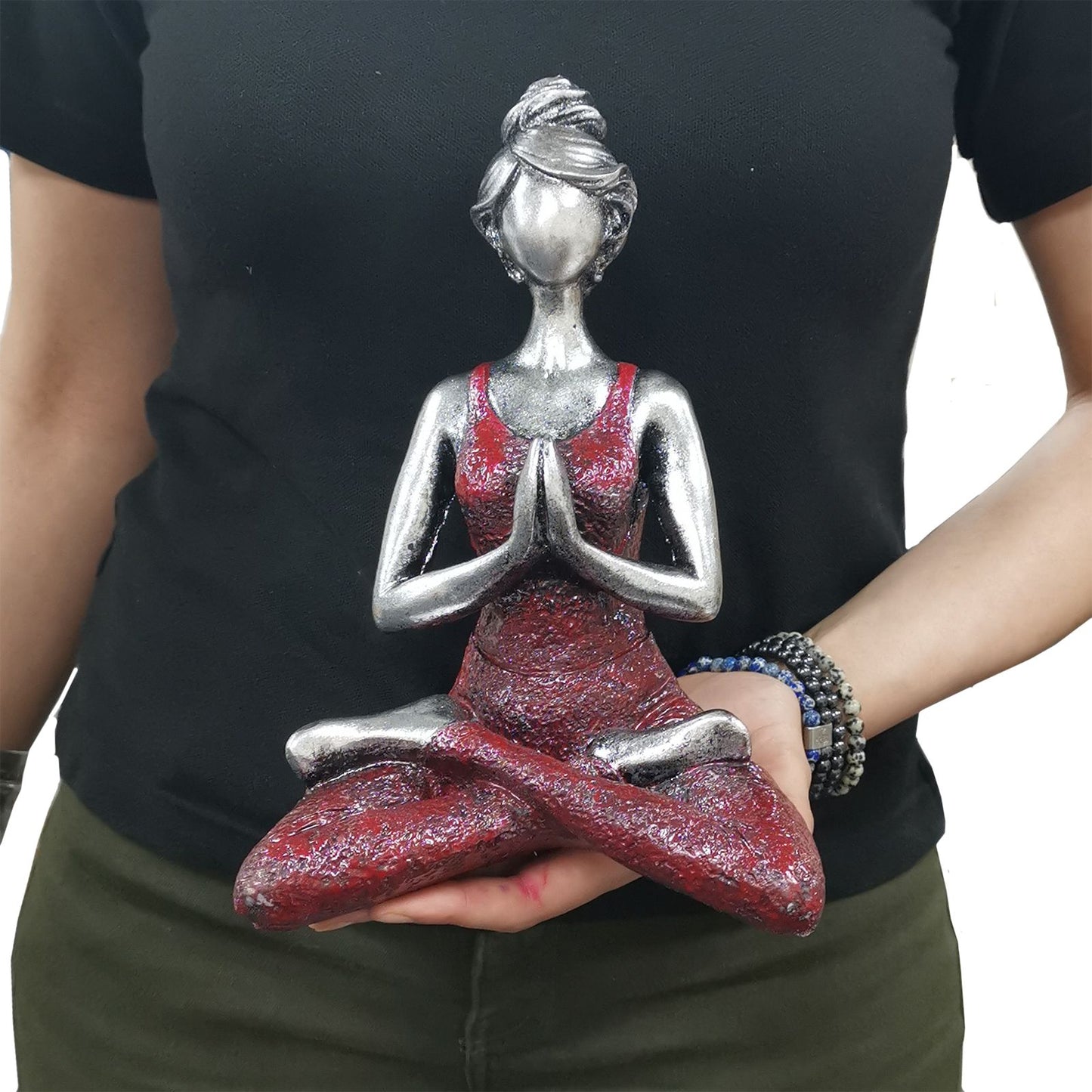 Yoga Lady Figure - Ασημί & Μπορντό 24cm