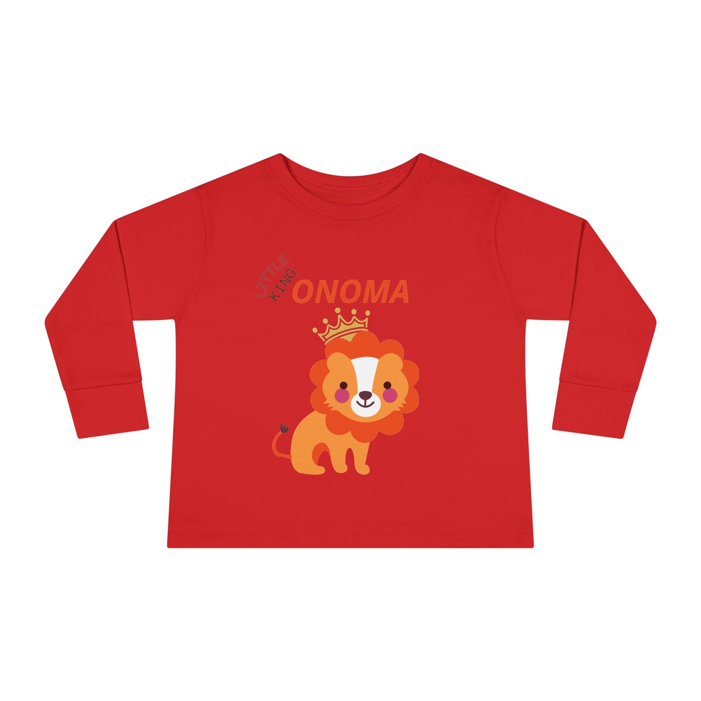 Toddler Long Sleeve Tee — Cute Crowned Lion King With Custom Name