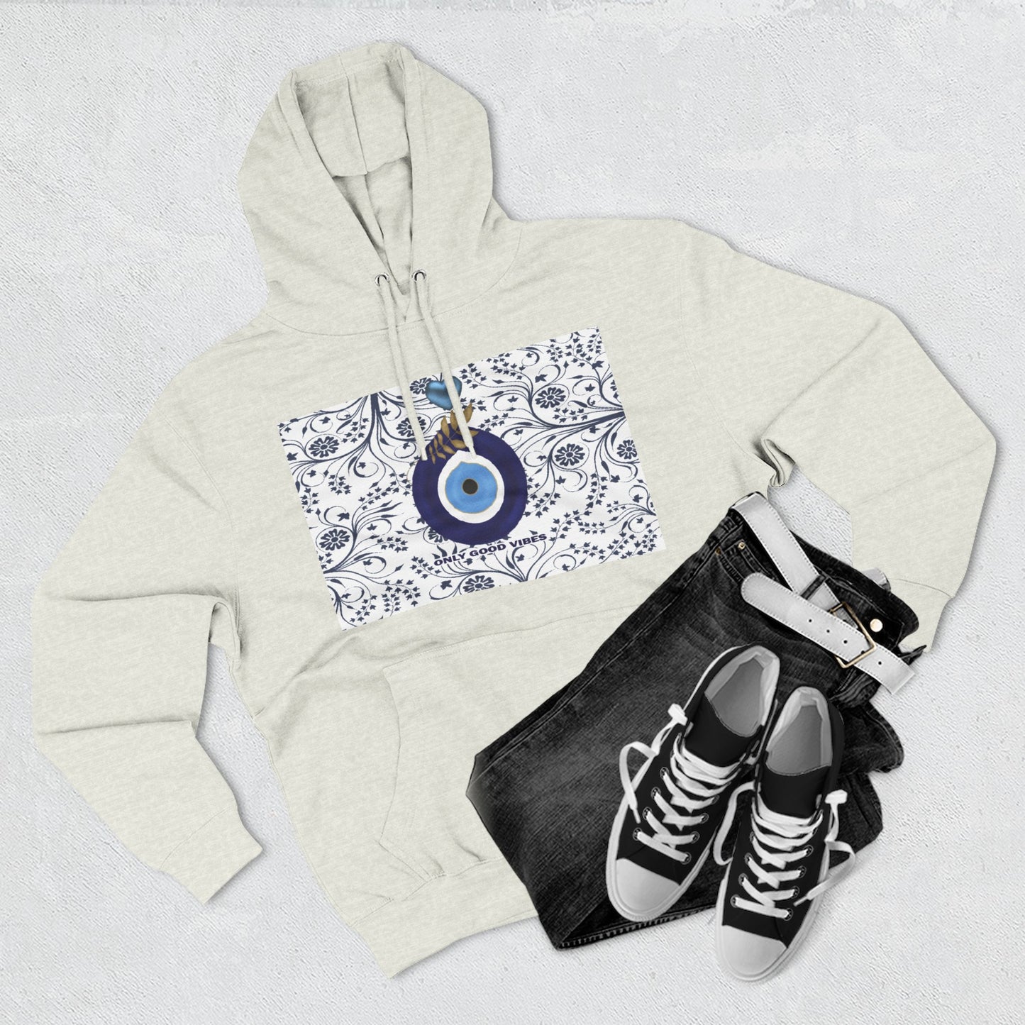 Boho Μάτι Hoodie “Only Positive Vibes” – Cozy Φούτερ Προστασίας | Gift Apparel