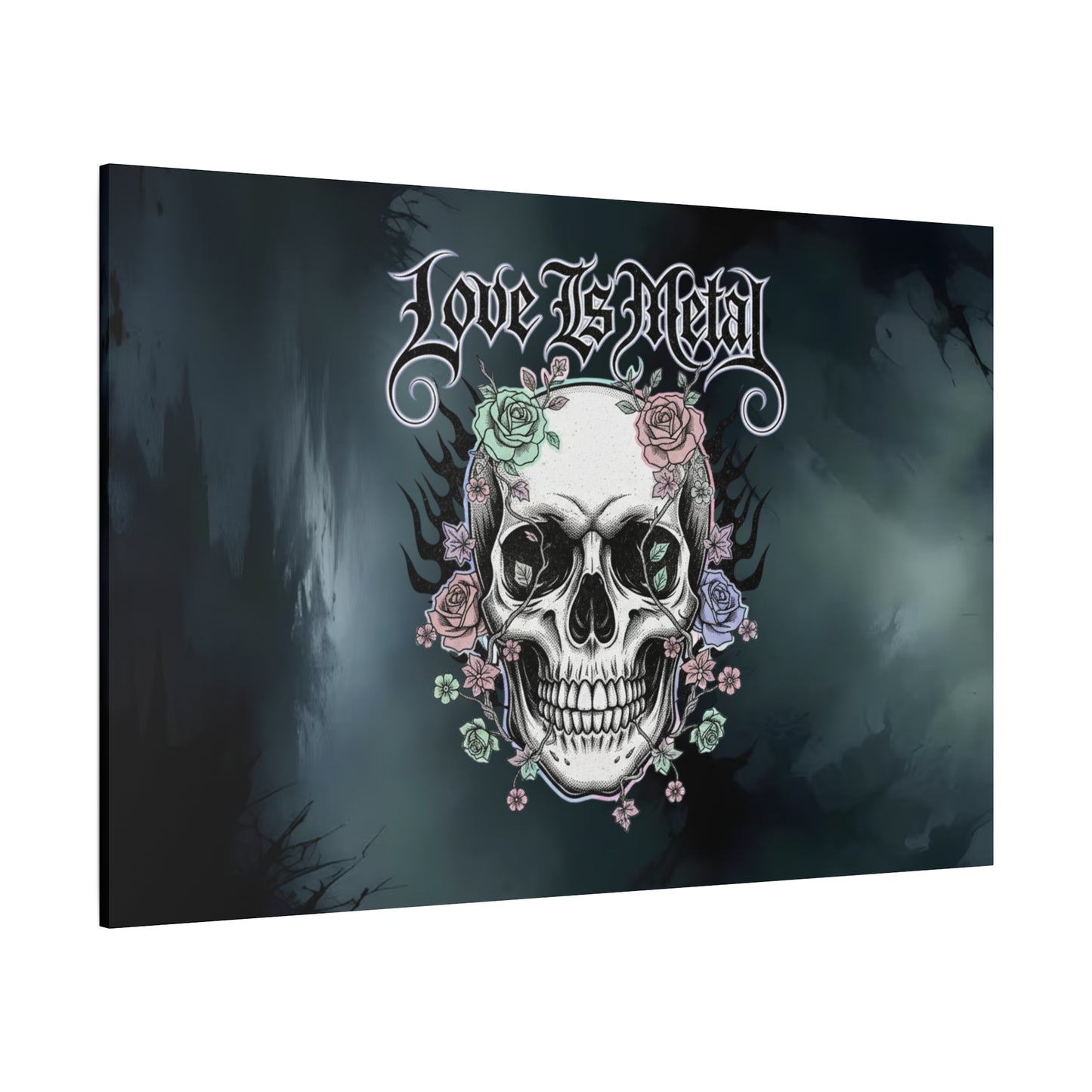 Love Is Metal – Καμβάς με Gothic Quote | Edgy Wall Art & Heavy Metal Wellness Διακόσμηση