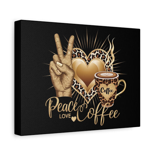 Peace • Love • Coffee – Διακοσμητικός Πίνακας Καμβά | Cozy Wall Art για Coffee Lovers