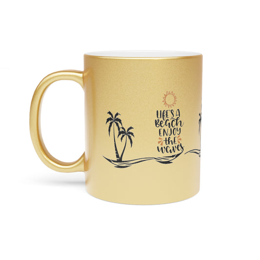 Life’s a Beach – Μεταλλική Κούπα Καφέ Gold | Καλοκαιρινό Δώρο με Tropical Vibes