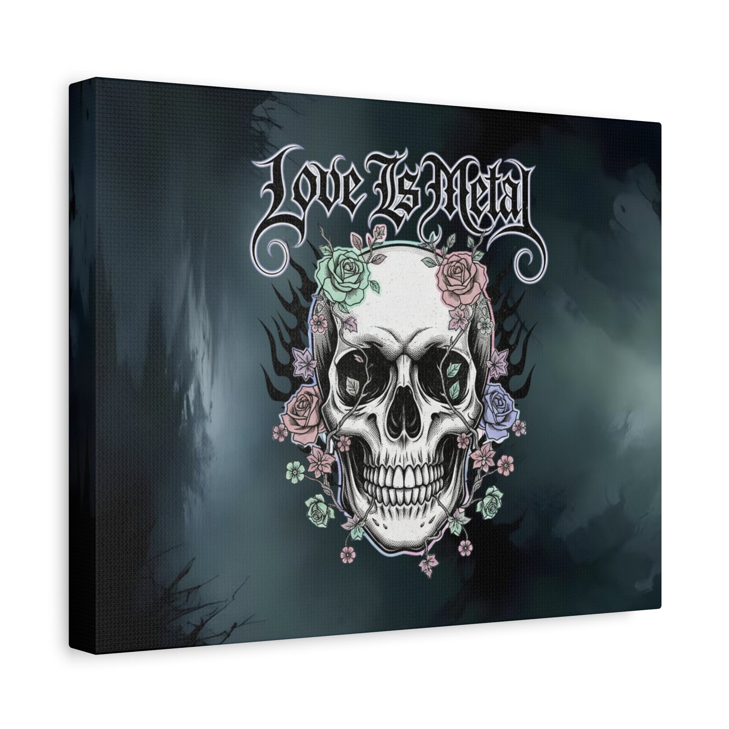Love Is Metal – Καμβάς με Gothic Quote | Edgy Wall Art & Heavy Metal Wellness Διακόσμηση