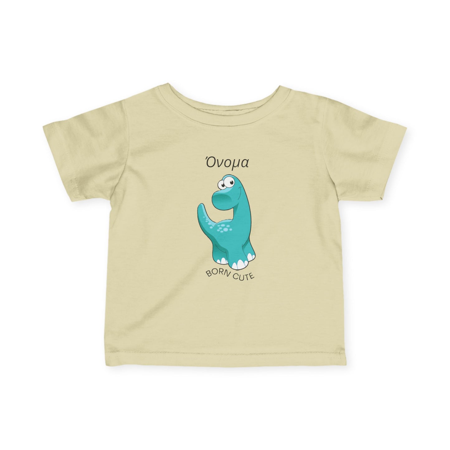 “Born Cute” Δεινόσαυρος – Βρεφικό T-Shirt με Όνομα | Προσωποποιημένο Δώρο Μωρο