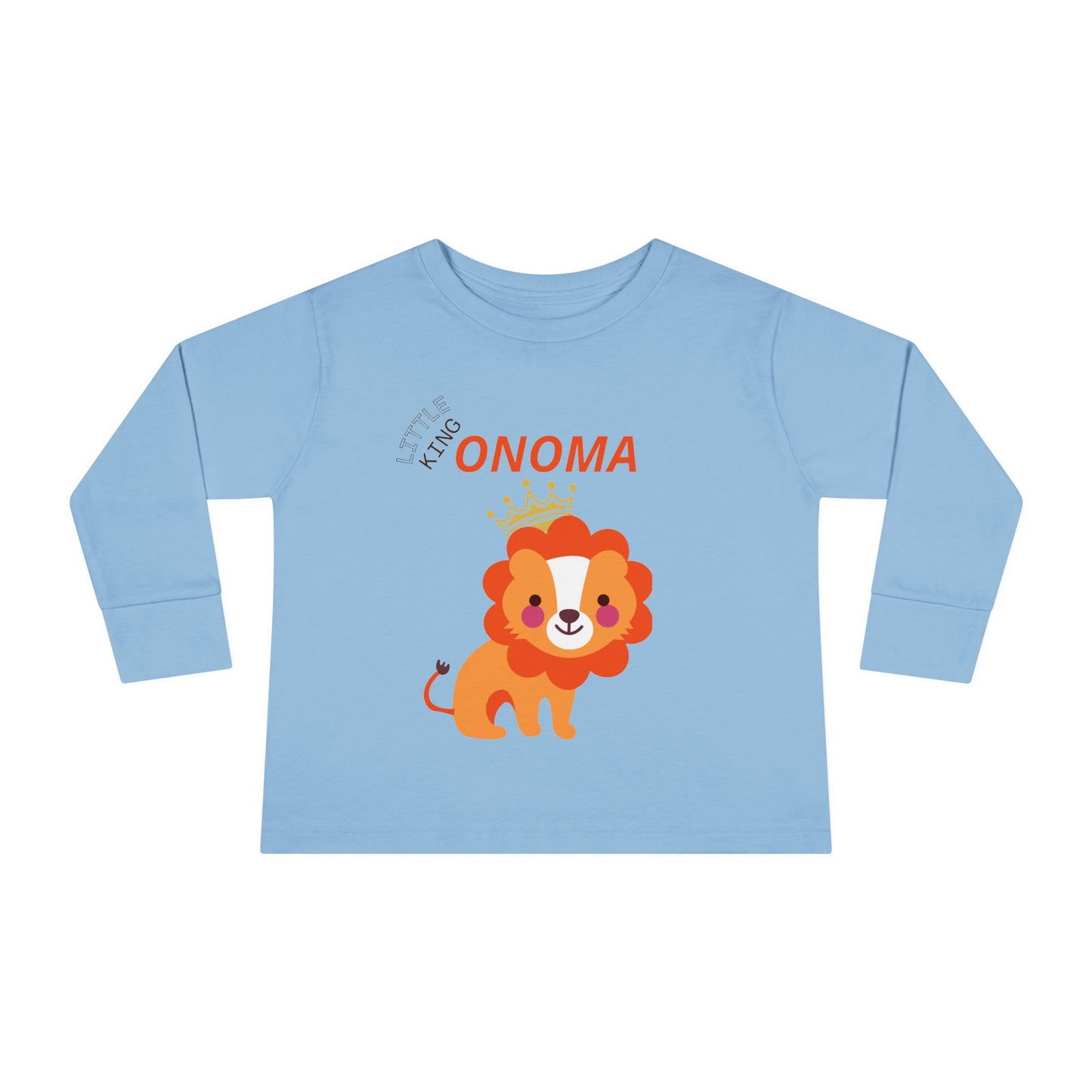 Toddler Long Sleeve Tee — Cute Crowned Lion King With Custom Name