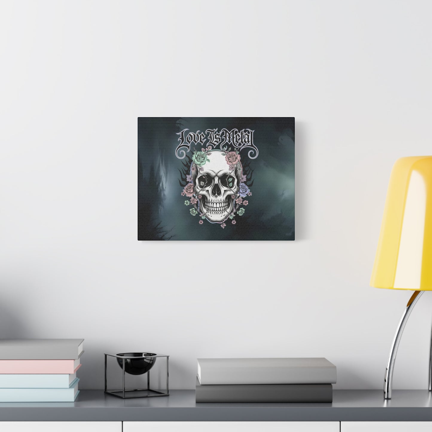 Love Is Metal – Καμβάς με Gothic Quote | Edgy Wall Art & Heavy Metal Wellness Διακόσμηση