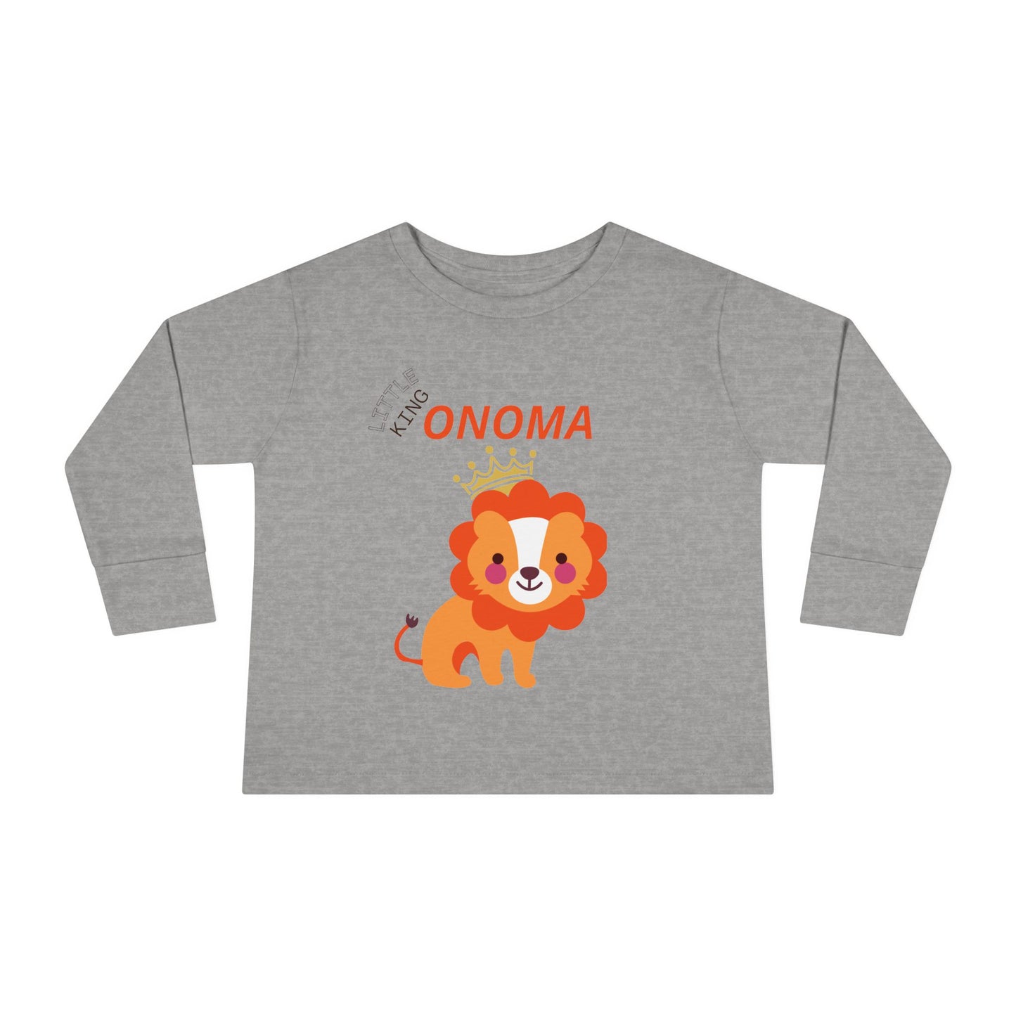 Toddler Long Sleeve Tee — Cute Crowned Lion King With Custom Name