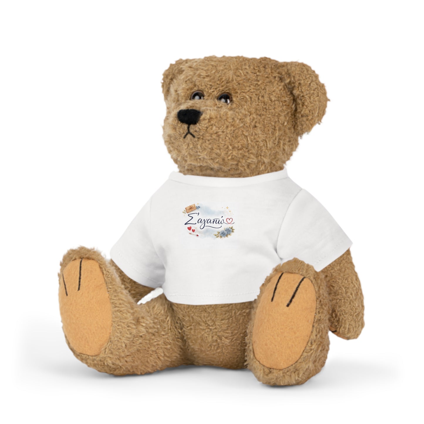Προσωποποιημένο μπλε 'Σ'αγαπώ' Λούτρινο Teddy / Ελέφαντας / Λαγουδάκι / Προβατάκι με Λευκό T-Shirt – Δώρο “Zaganario”