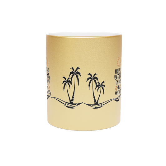Life’s a Beach – Μεταλλική Κούπα Καφέ Gold | Καλοκαιρινό Δώρο με Tropical Vibes