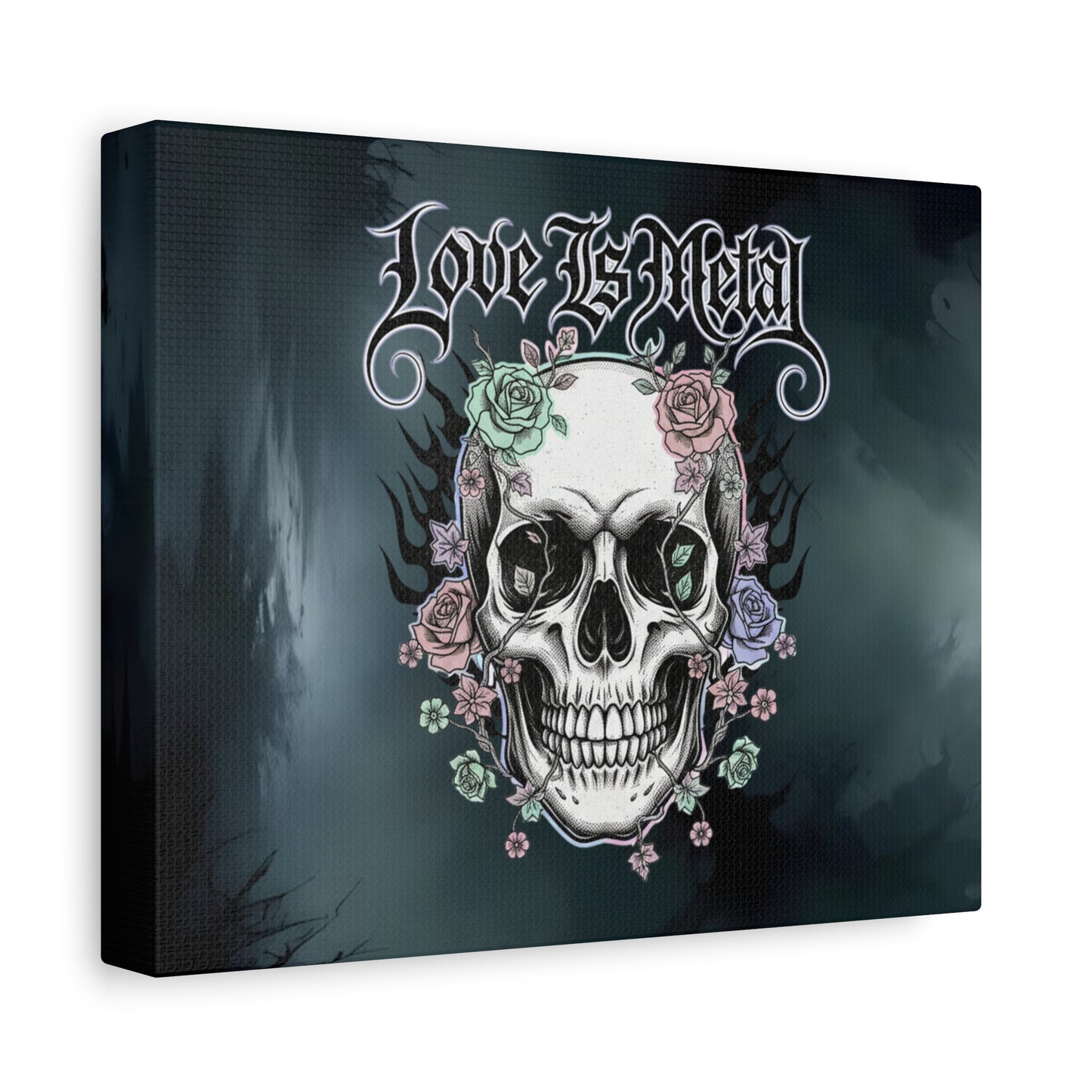 Love Is Metal – Καμβάς με Gothic Quote | Edgy Wall Art & Heavy Metal Wellness Διακόσμηση