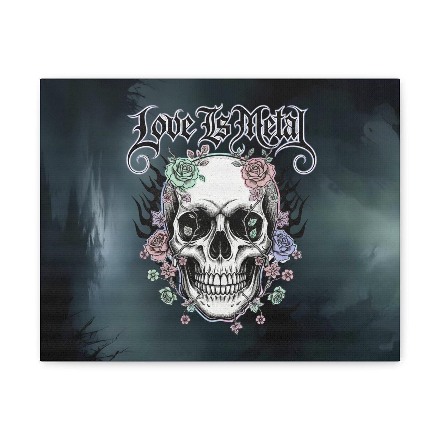 Love Is Metal – Καμβάς με Gothic Quote | Edgy Wall Art & Heavy Metal Wellness Διακόσμηση