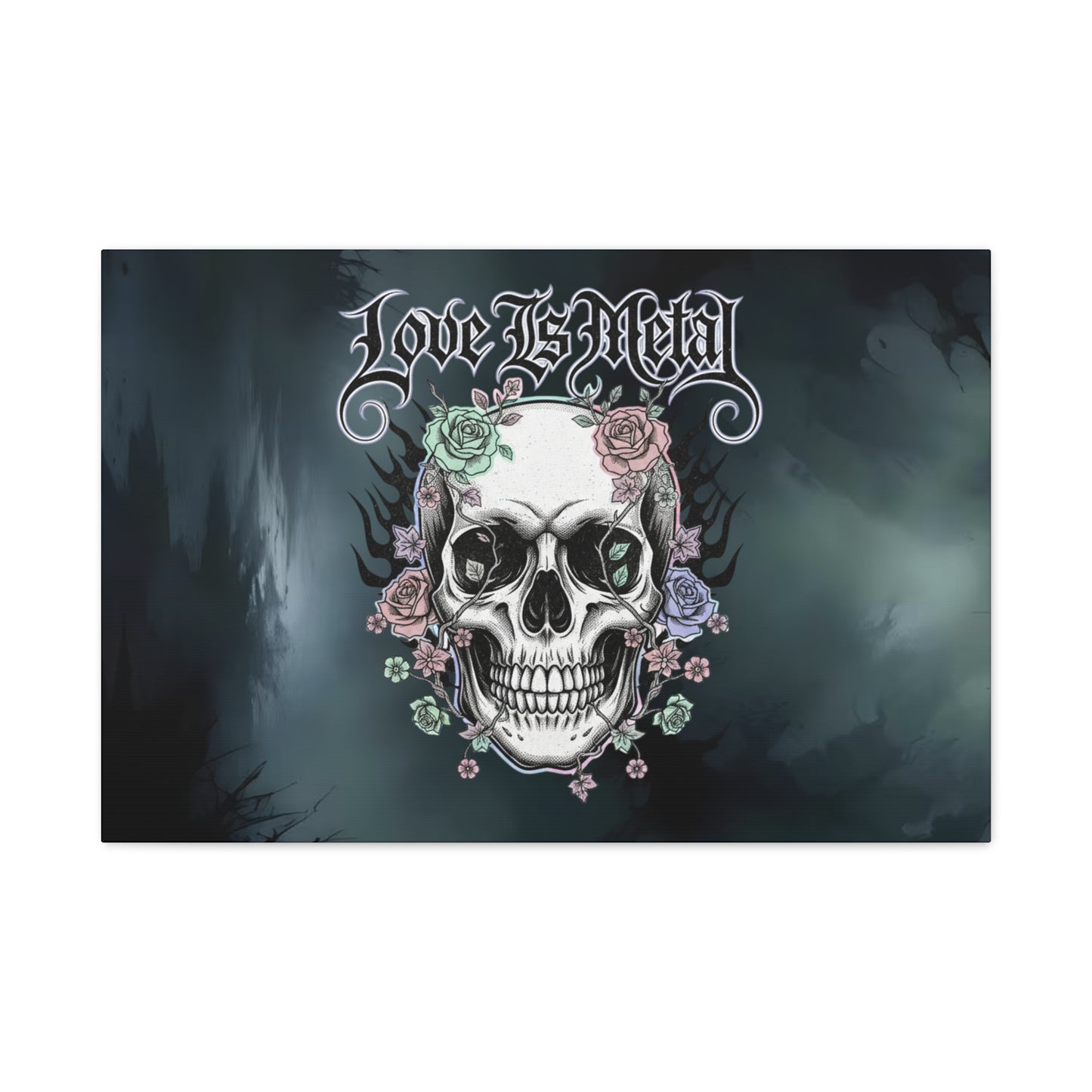 Love Is Metal – Καμβάς με Gothic Quote | Edgy Wall Art & Heavy Metal Wellness Διακόσμηση