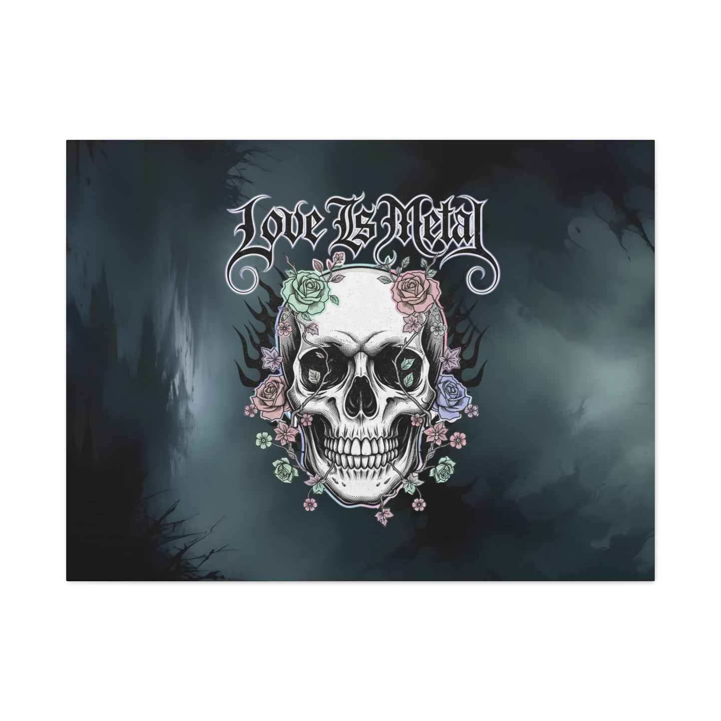 Love Is Metal – Καμβάς με Gothic Quote | Edgy Wall Art & Heavy Metal Wellness Διακόσμηση