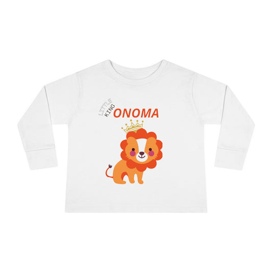 Toddler Long Sleeve Tee — Cute Crowned Lion King With Custom Name