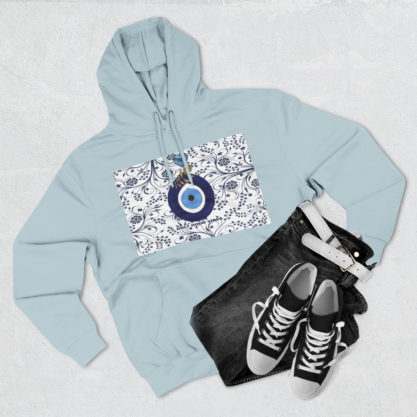 Boho Μάτι Hoodie “Only Positive Vibes” – Cozy Φούτερ Προστασίας | Gift Apparel