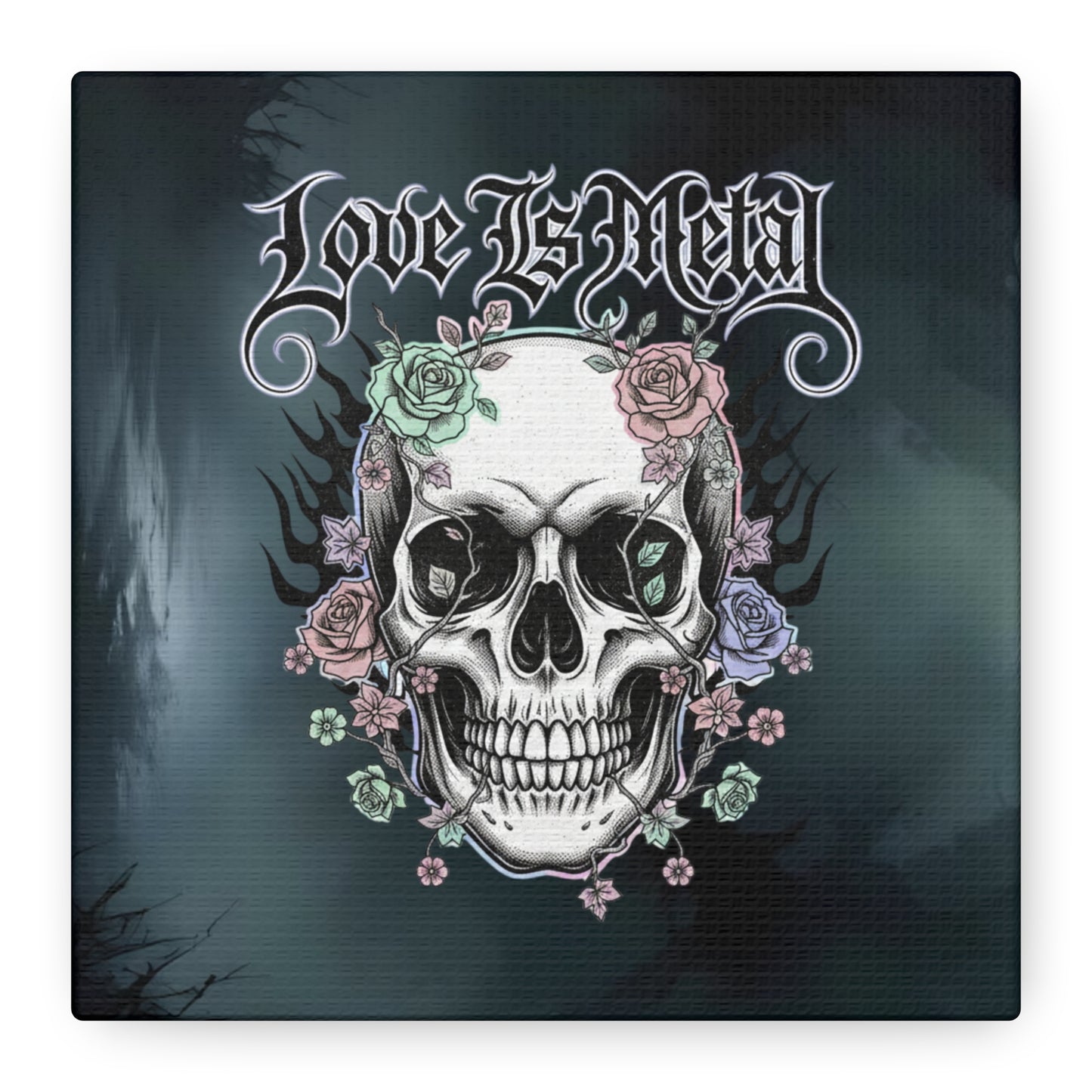 Love Is Metal – Καμβάς με Gothic Quote | Edgy Wall Art & Heavy Metal Wellness Διακόσμηση