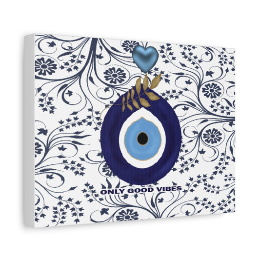 Μάτι “Only Good Vibes” – Διακοσμητικός Πίνακας Καμβά | Boho Wall Art με Θετική Ενέργεια