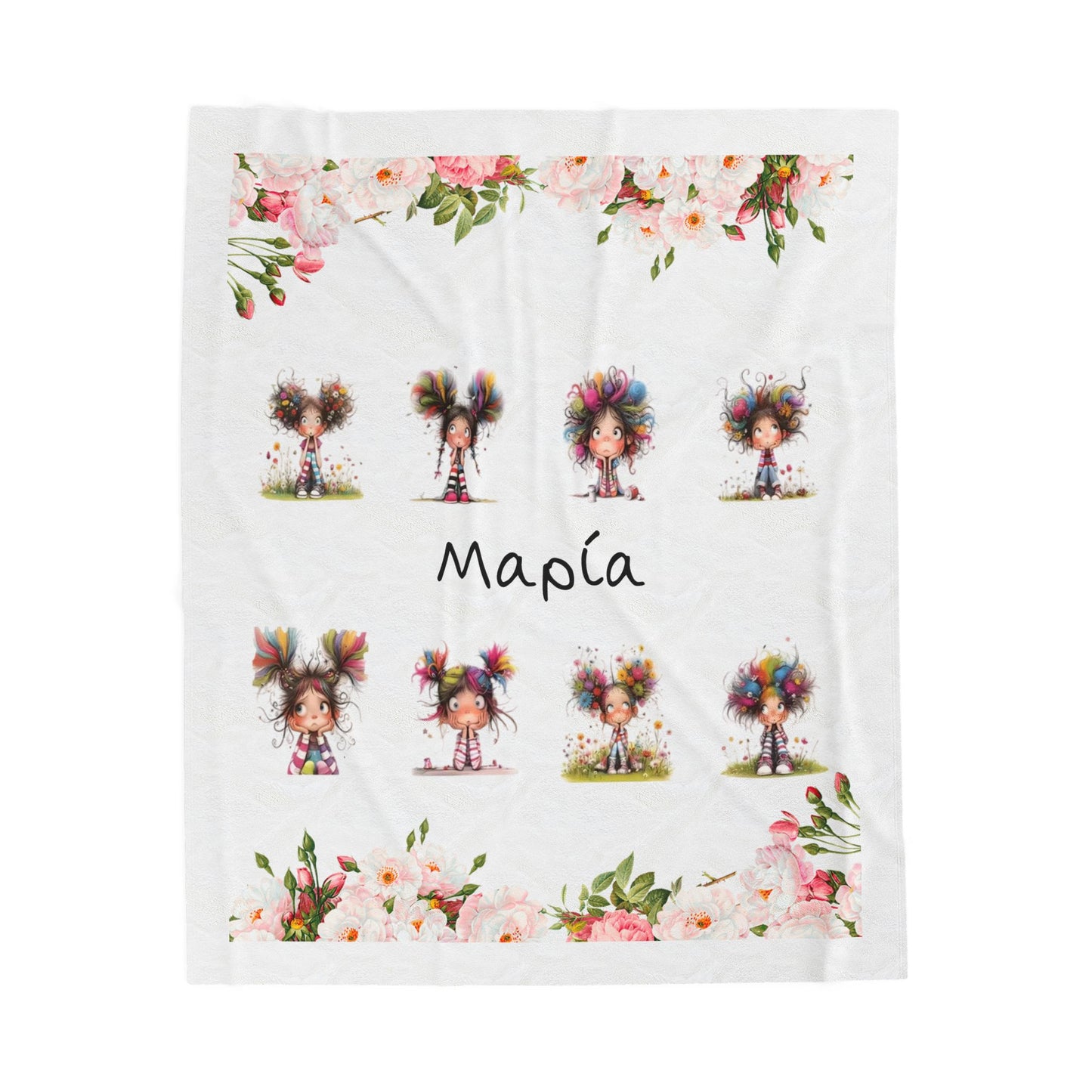 Floral Plush Κουβέρτα με Όνομα – Βελούδινη Velveteen Blanket | Προσωποποιημένο Cozy Δώρο