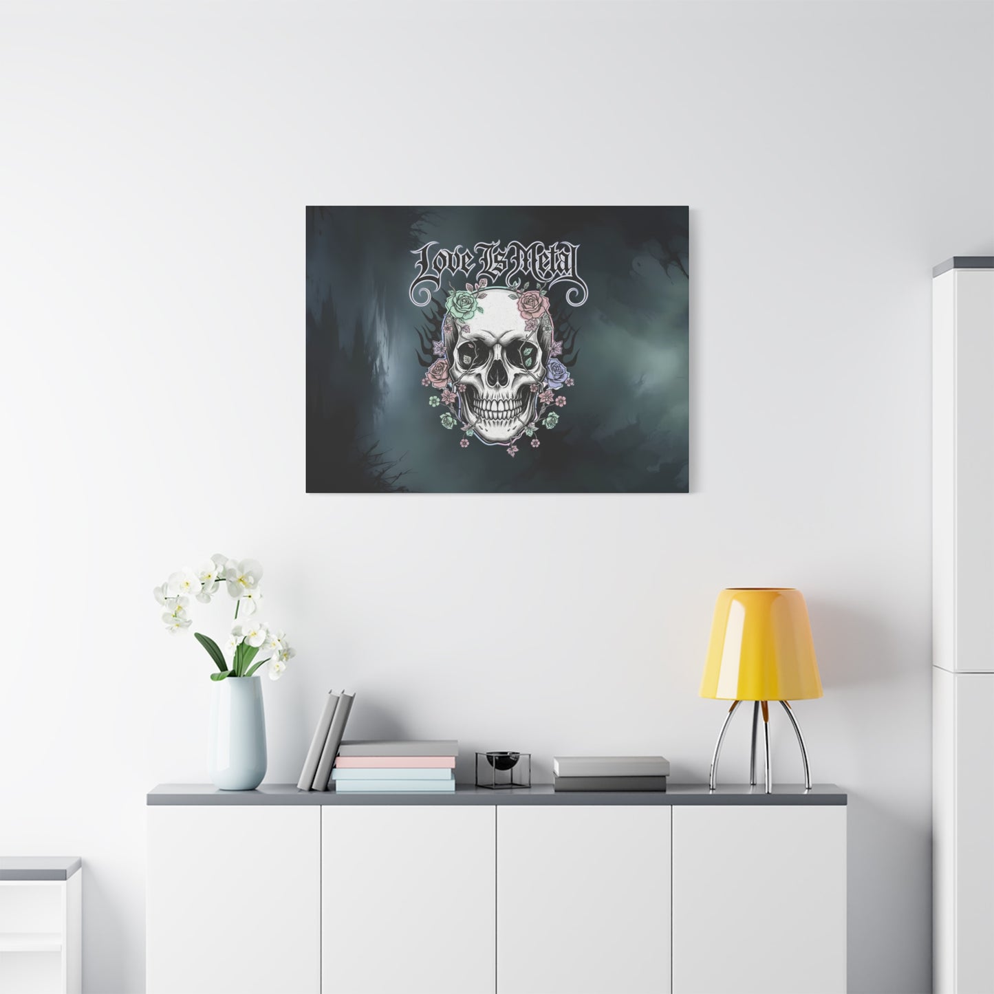 Love Is Metal – Καμβάς με Gothic Quote | Edgy Wall Art & Heavy Metal Wellness Διακόσμηση