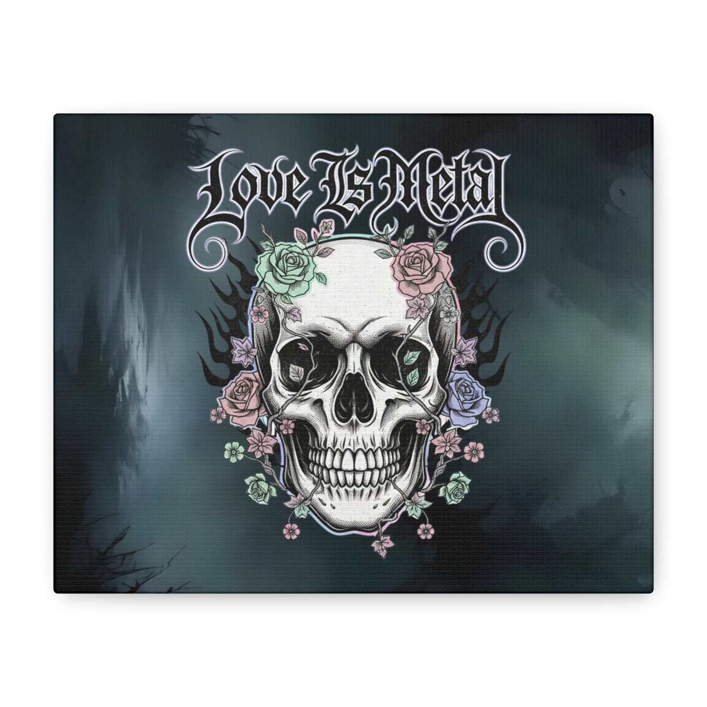 Love Is Metal – Καμβάς με Gothic Quote | Edgy Wall Art & Heavy Metal Wellness Διακόσμηση