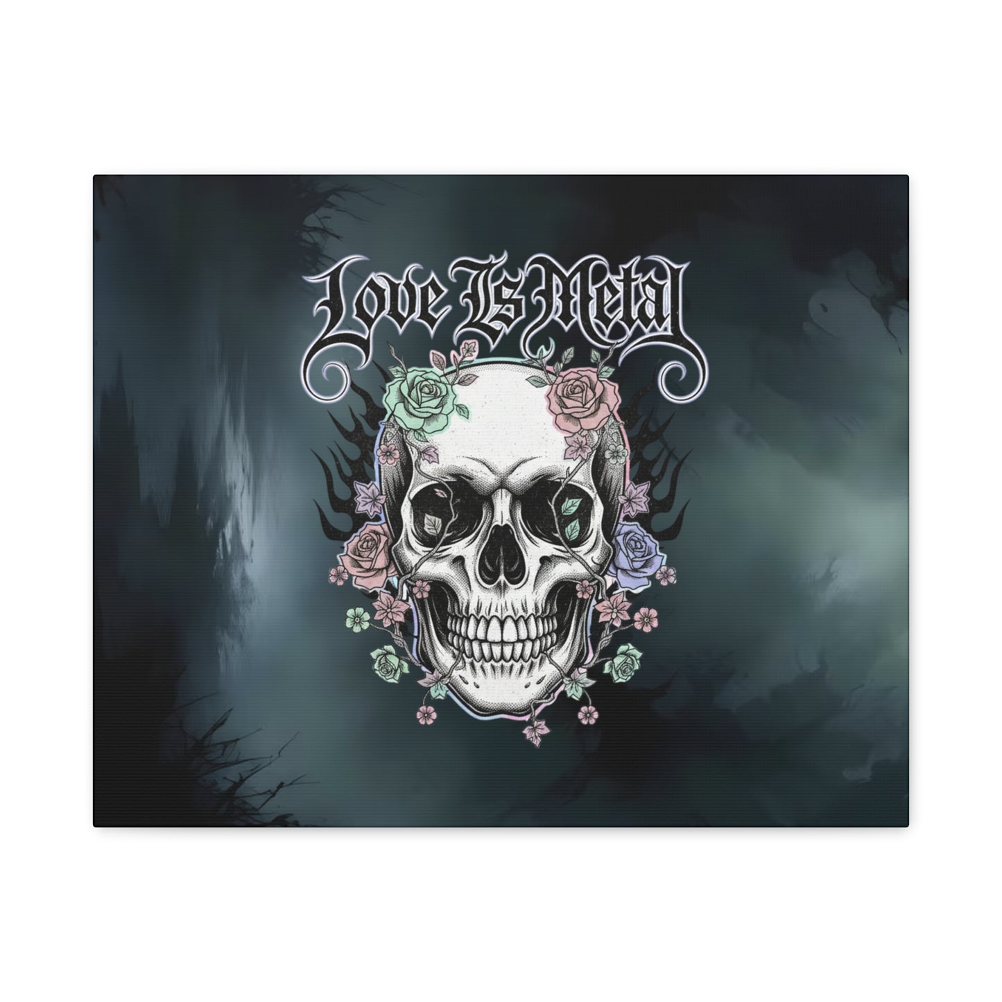 Love Is Metal – Καμβάς με Gothic Quote | Edgy Wall Art & Heavy Metal Wellness Διακόσμηση