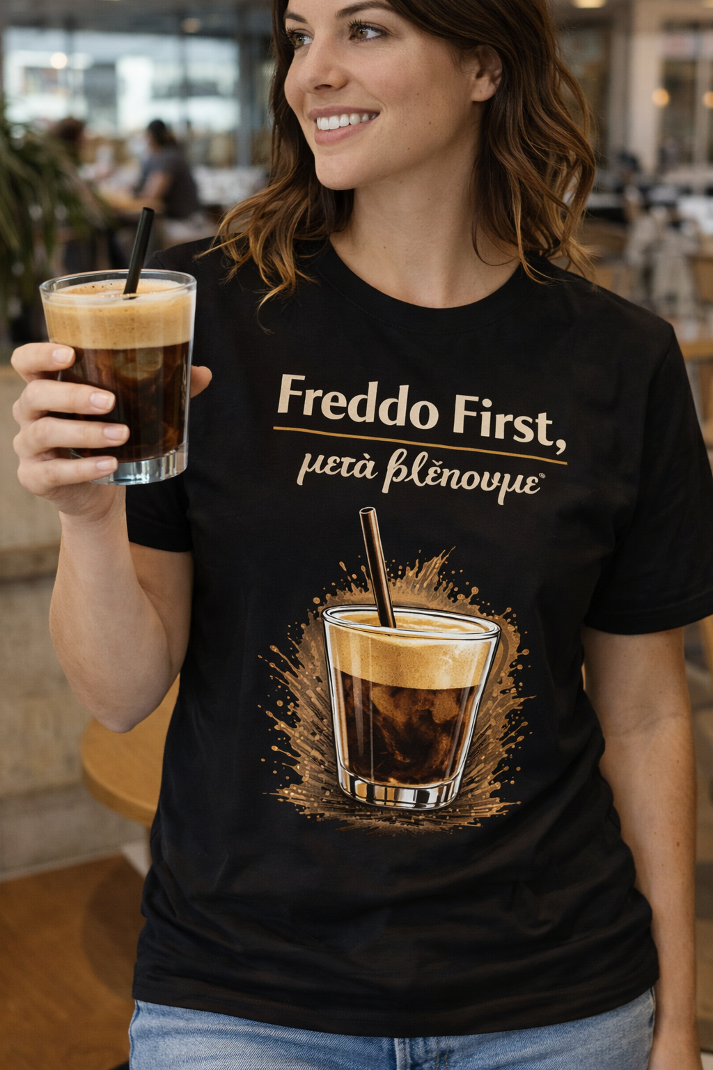 Unisex T-Shirt “Freddo First, μετά βλέπουμε” – 100% Βαμβάκι | GiftNest