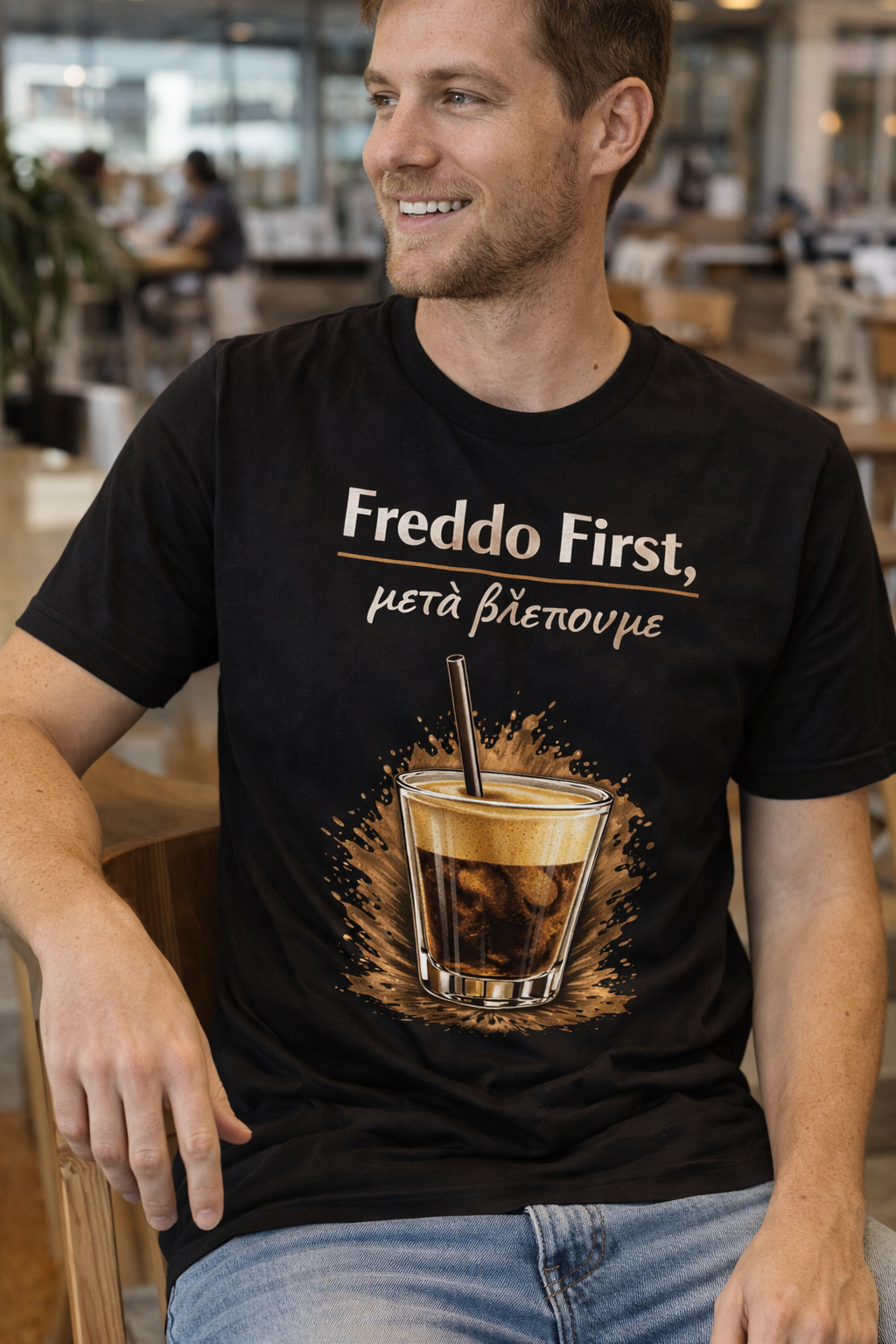 Unisex T-Shirt “Freddo First, μετά βλέπουμε” – 100% Βαμβάκι | GiftNest
