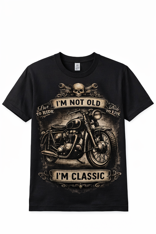 Ανδρικό T-Shirt “I’m Not Old, I’m Classic” – Vintage Μηχανή | GiftNest