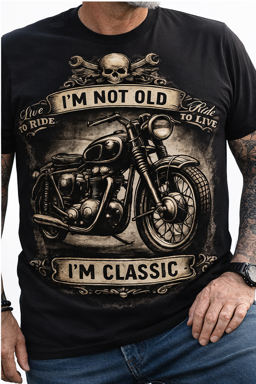 Ανδρικό T-Shirt “I’m Not Old, I’m Classic” – Vintage Μηχανή | GiftNest
