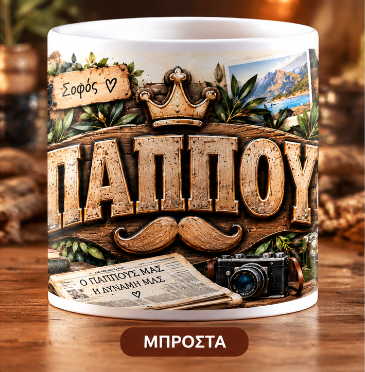 Κούπα για Παππού 11oz – «ΠΑΠΠΟΥ» | Μοναδικό Δώρο Αγάπης | GiftNest