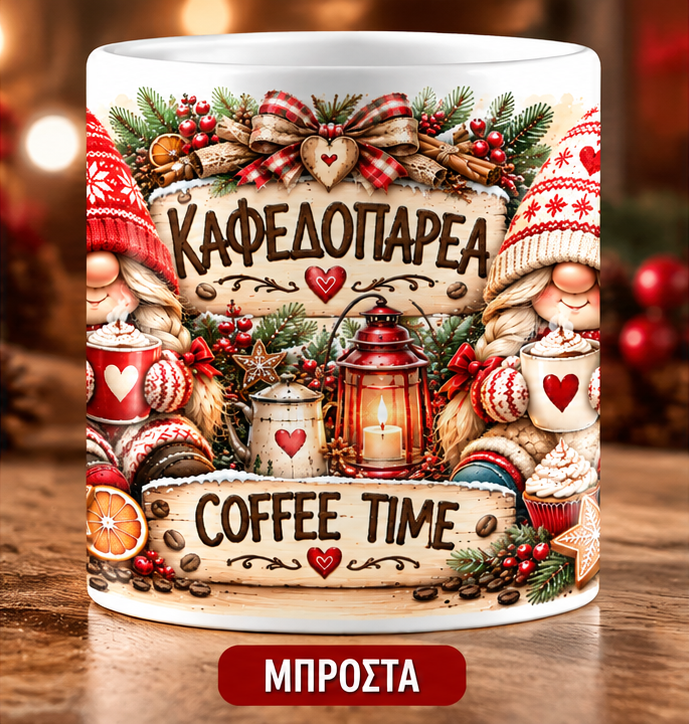 Χριστουγεννιάτικη Κούπα “Καφεδοπαρέα – Coffee Time” 11oz | GiftNest
