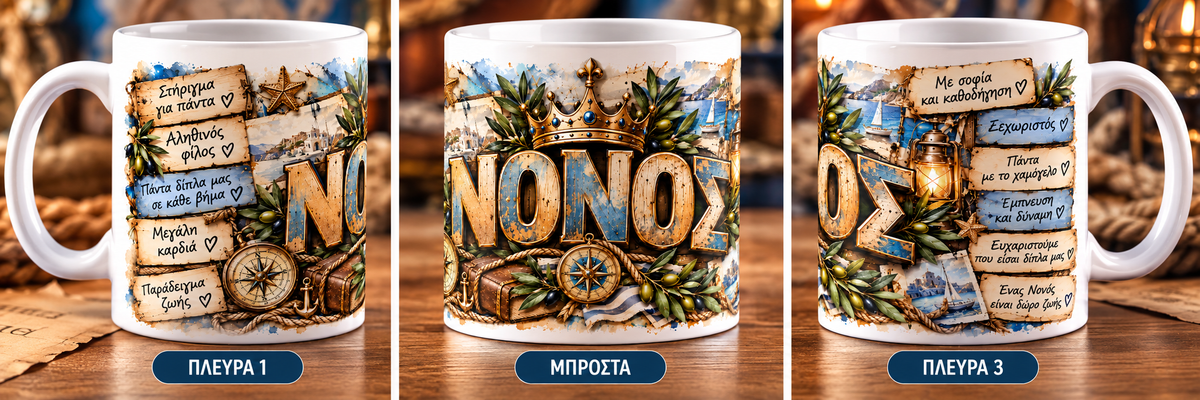 Κούπα για Νονό 11oz – «ΝΟΝΟΣ» | Μοναδικό Δώρο για Νονό | GiftNest