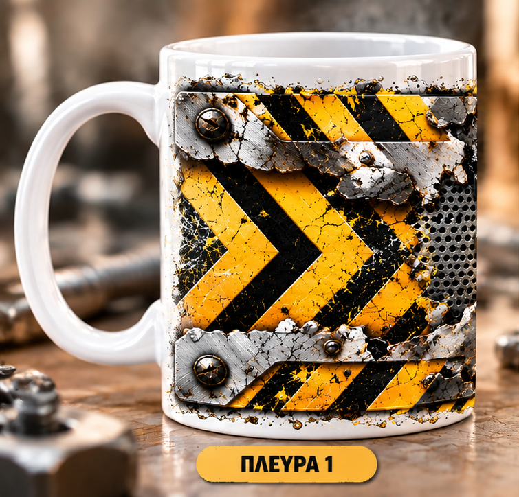 Ανδρική Κούπα 11oz «Warning! Του Άντρα του Πολλά Βαρύ» | Αστείο Δώρο
