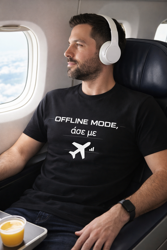 Unisex T-Shirt “Offline Mode – άσε με” – 100% Βαμβάκι | GiftNest