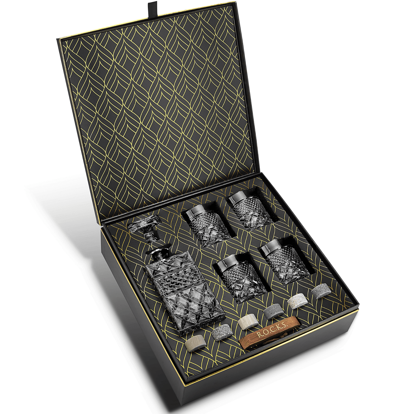 Σετ Δώρου Καράφας & Ποτηριών Ουίσκι – Whiskey Decanter Gift Set με Πέτρες Ψύξης