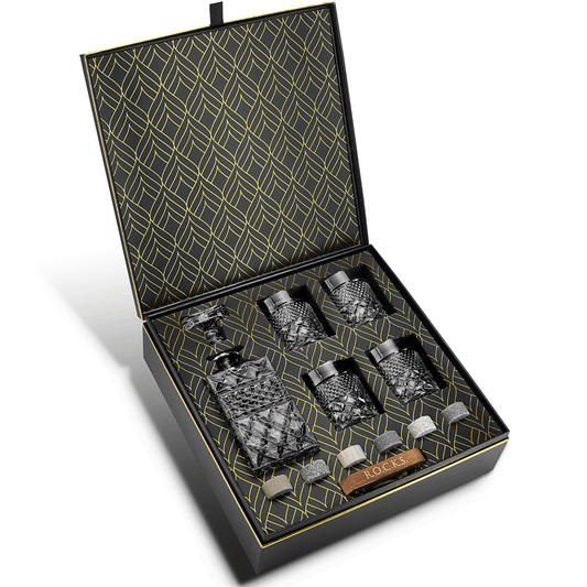 Σετ Δώρου Καράφας & Ποτηριών Ουίσκι – Whiskey Decanter Gift Set με Πέτρες Ψύξης