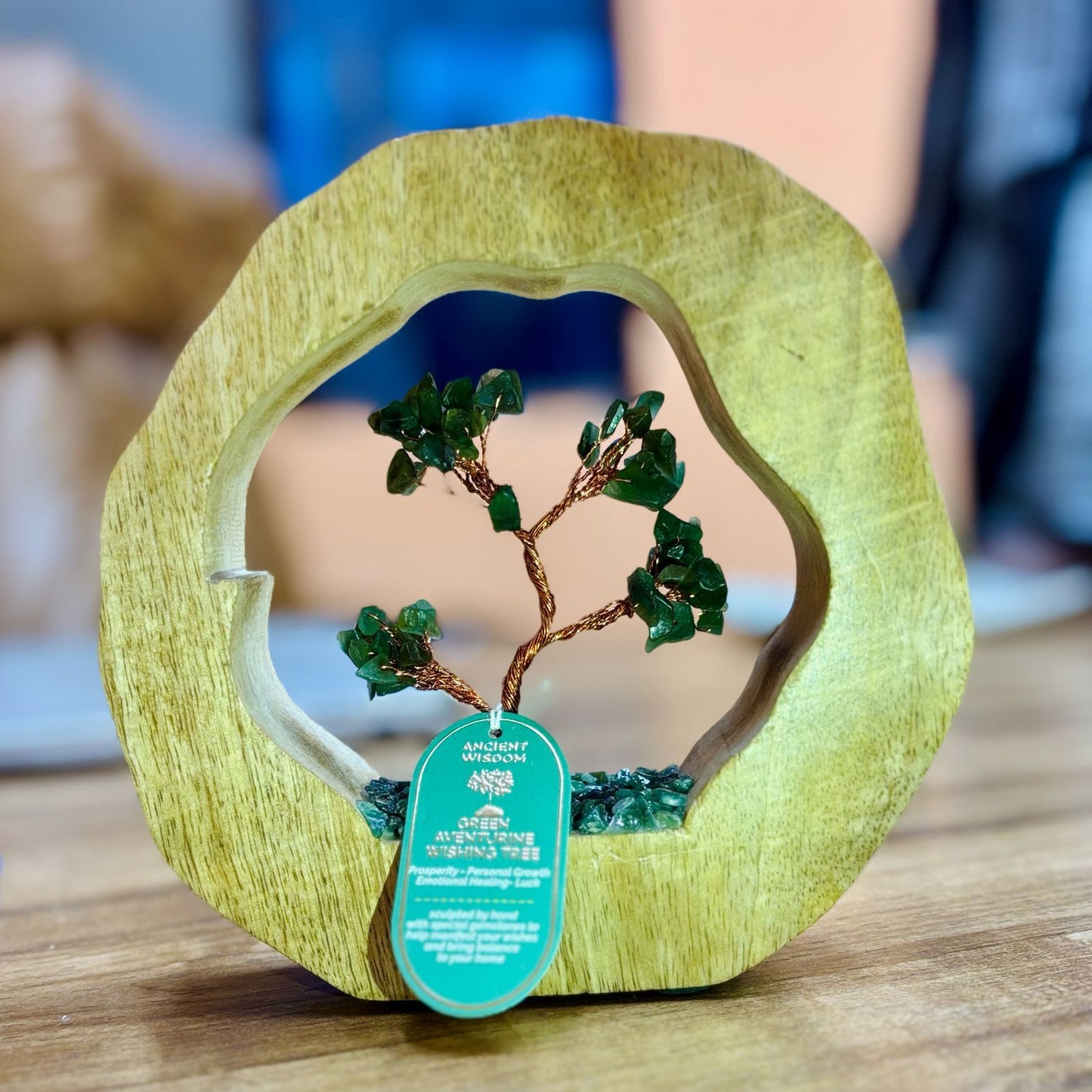 Gemstone Tree Garden – Mango Wood Ring - Green Aventurine