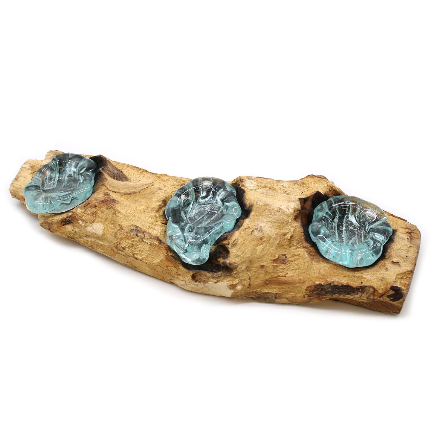 Κηροπήγιο Τριπλό - Molton Glass on Wood