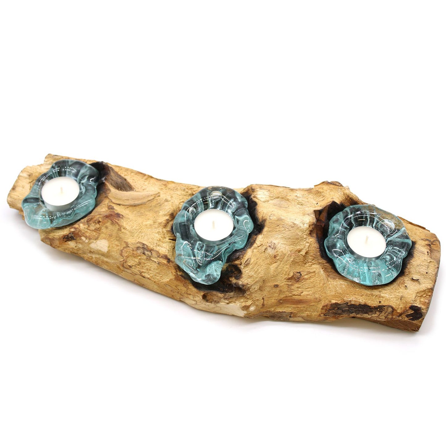 Κηροπήγιο Τριπλό - Molton Glass on Wood