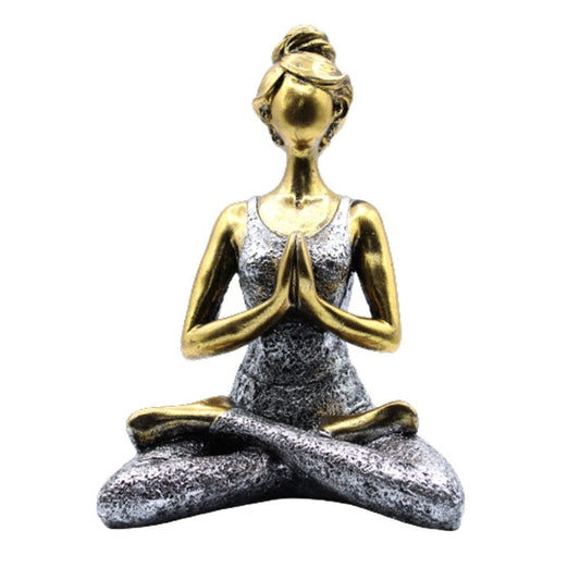 Yoga Lady Figure -  Χρυσό & Ασιμή 24cm